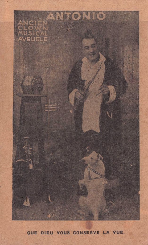 Antonio Antique Musical Italian Clown Dog Advertising Card