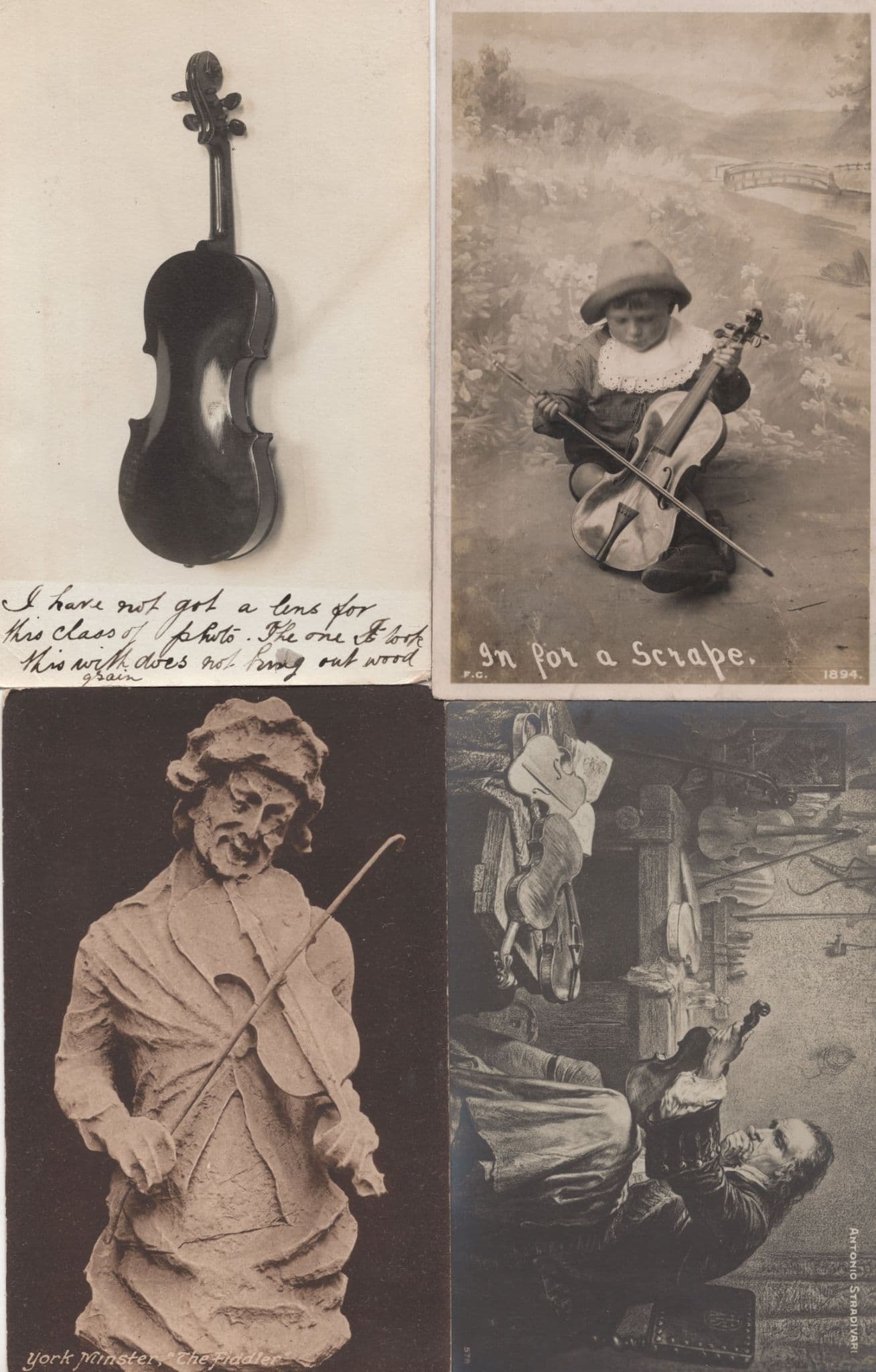 Antonio Stradivari 4x Violin Antique Music Postcard s