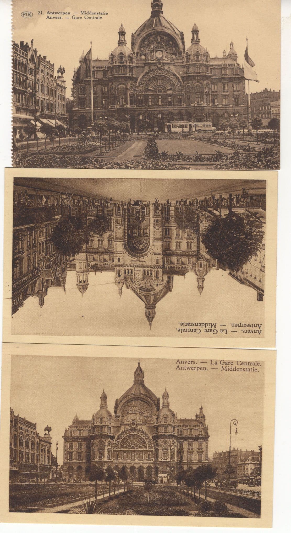 Anvers Gare Railway Station Antwerpen 3x Mint OId Postcard s