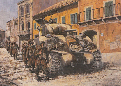 Anzio Italy Battle 1944 Irish Guards Tank Regiment WW2 Military Painting Postcard