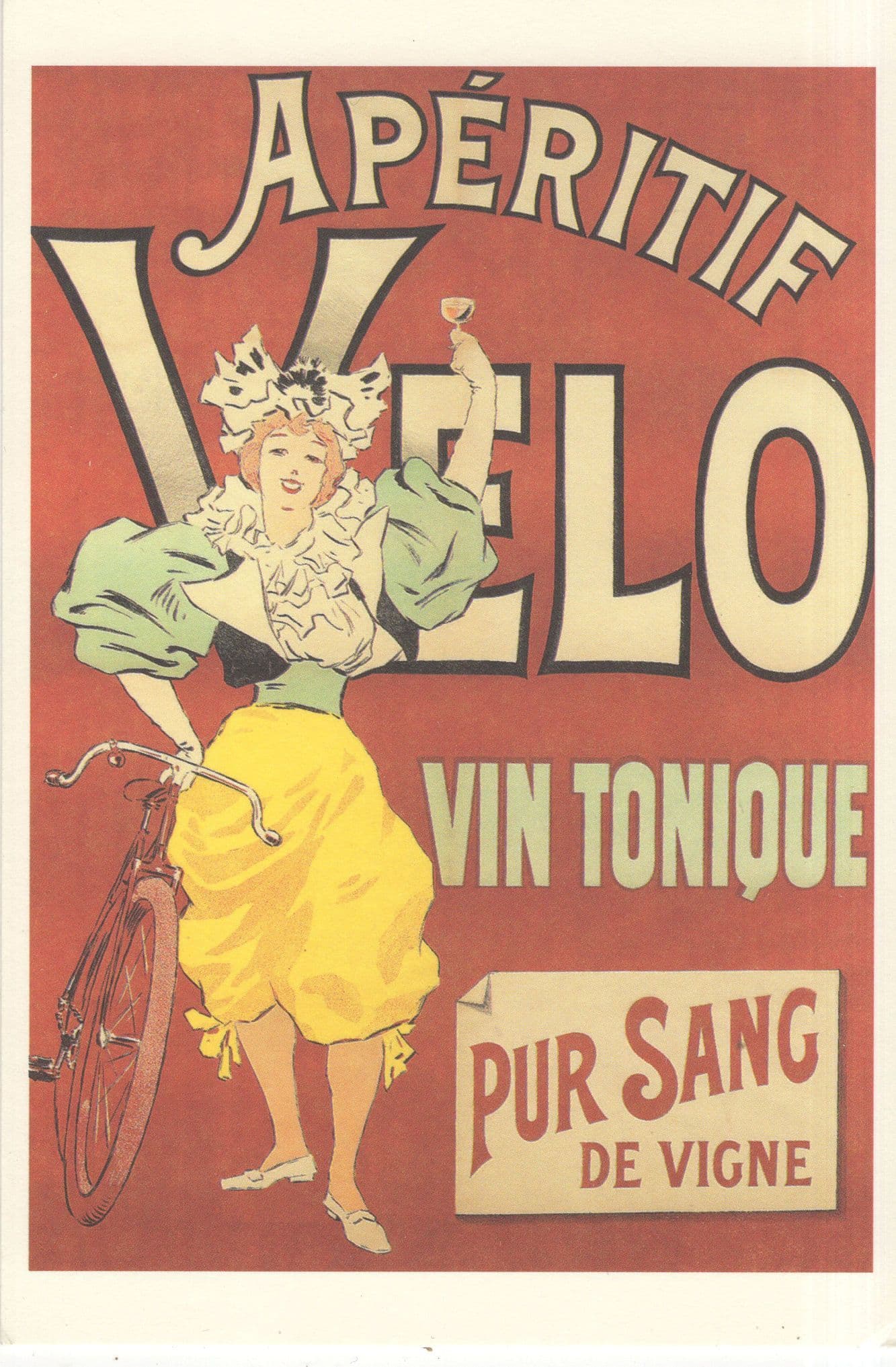 Aperitif Velo Vin Tonique French Drink Old Poster Advertising Postcard