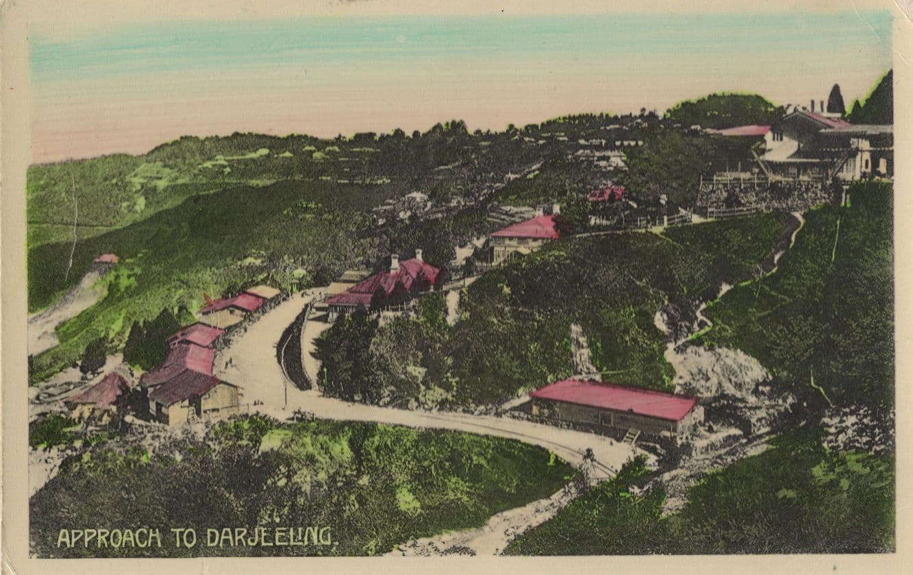 Approach To Darjeeling India Old Aerial Indian Postcard