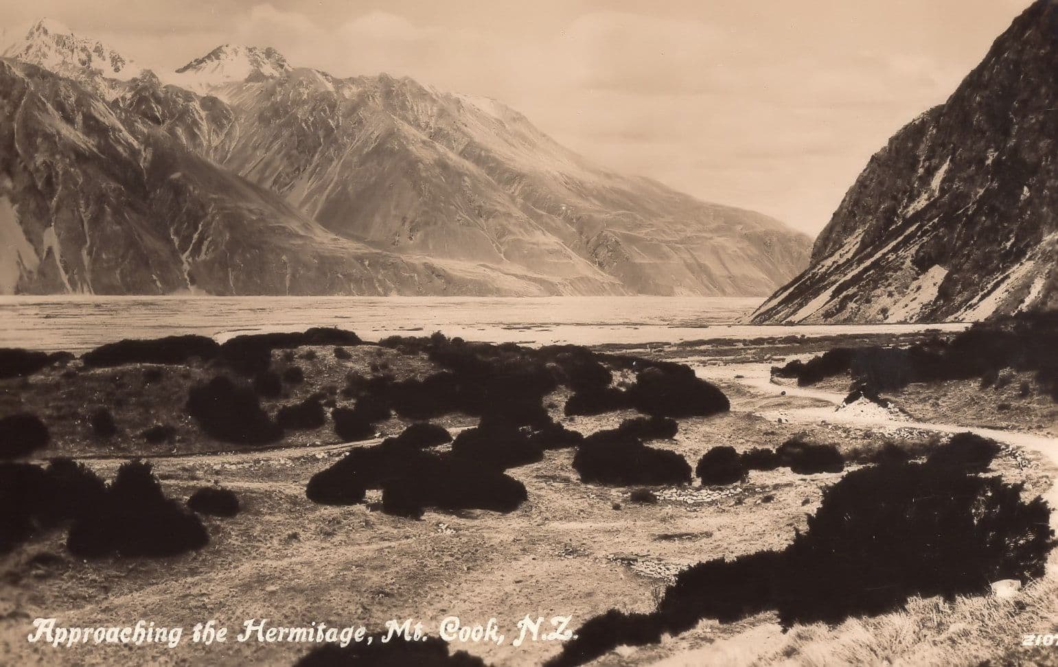 Approaching The Hermitage Mount Cook New Zealand RPC Postcard