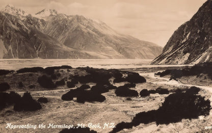 Approaching The Hermitage Mount Cook New Zealand RPC Postcard