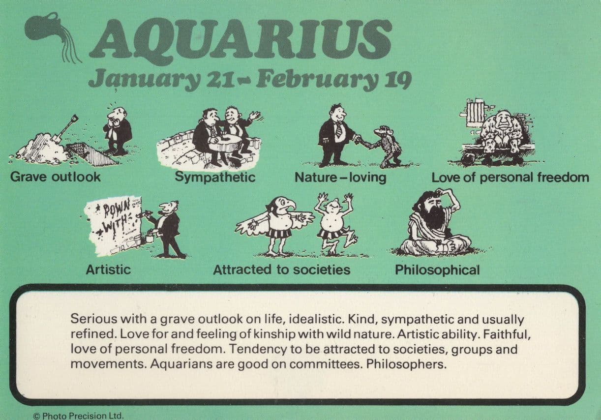 Aquarius Grave Philosopher Street Graffiti Artist Astrology Postcard