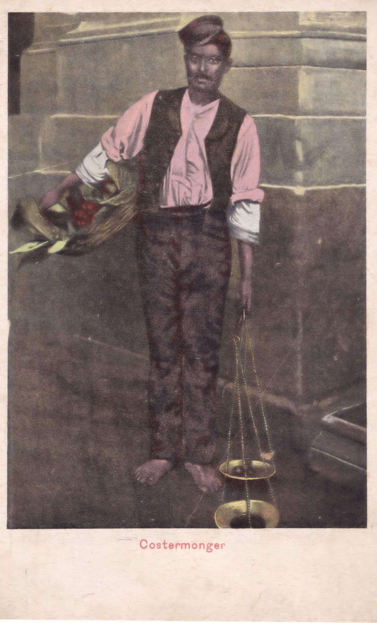 Arab Costermonger Middle East Scales Antique Postcard