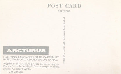 Arcturus Guided Watford Boat Canal Tours 1970s Advertising Postcard