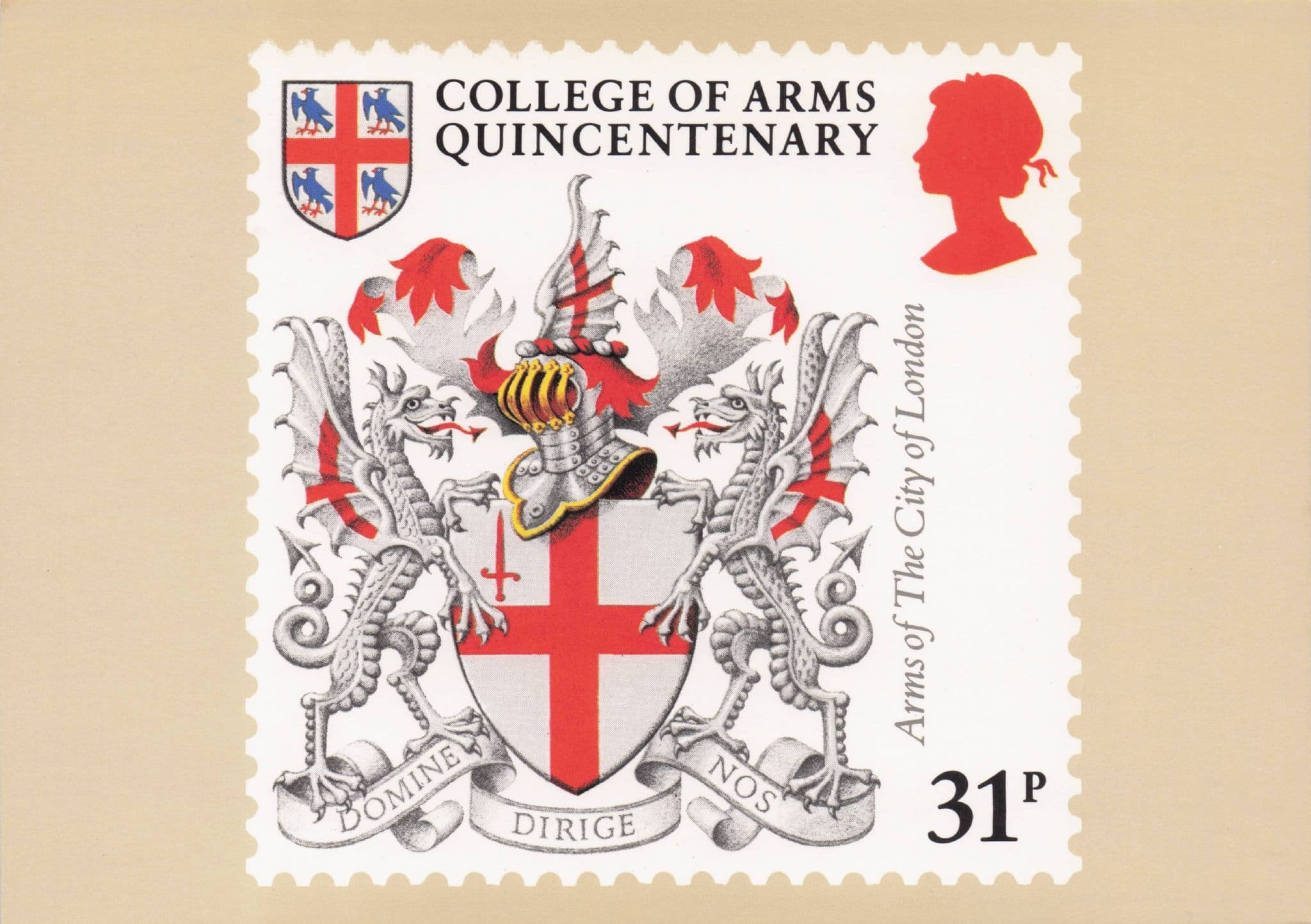 Arms Of The City Of London Heraldry Dragon Shield Painting Postcard