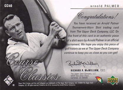 Arnold Palmer Course Classics 2004 Authentic Tournament Upper Deck Golf Shirt Card