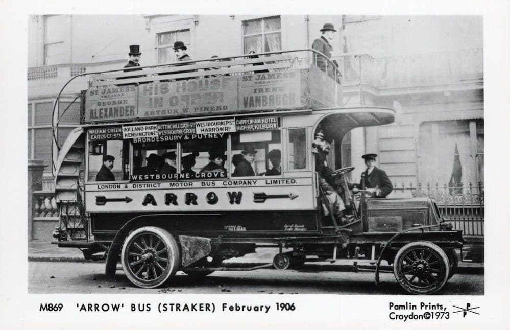 Arrow London Bus Straker In 1906 Driver & Conductor Photo Postcard