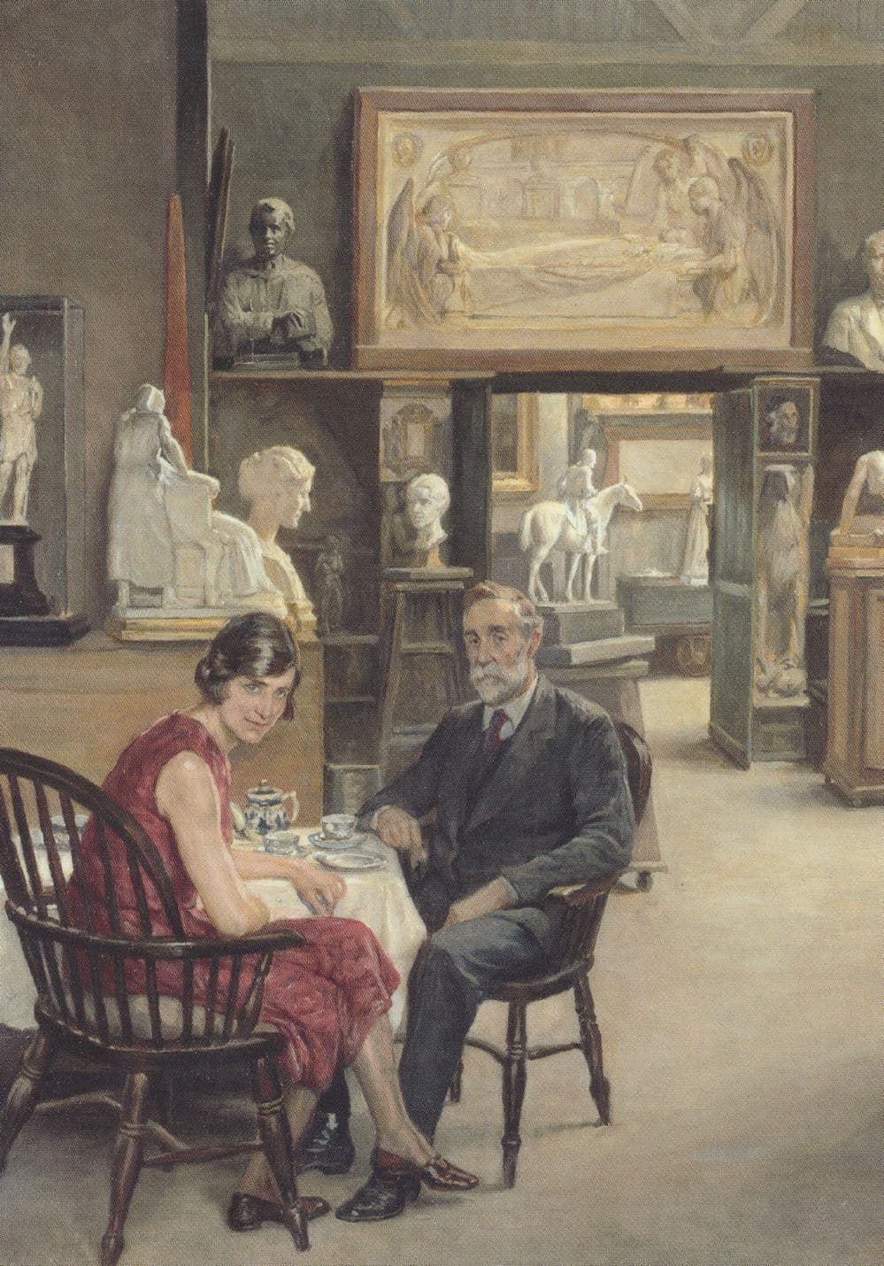 Arthur George Walker Tea In The Studio 1932 Painting Postcard