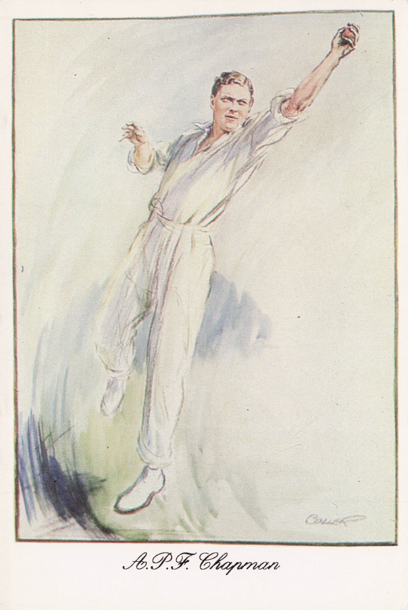 Arthur Percy Frank Chapman Cricket Kent England Painting Postcard
