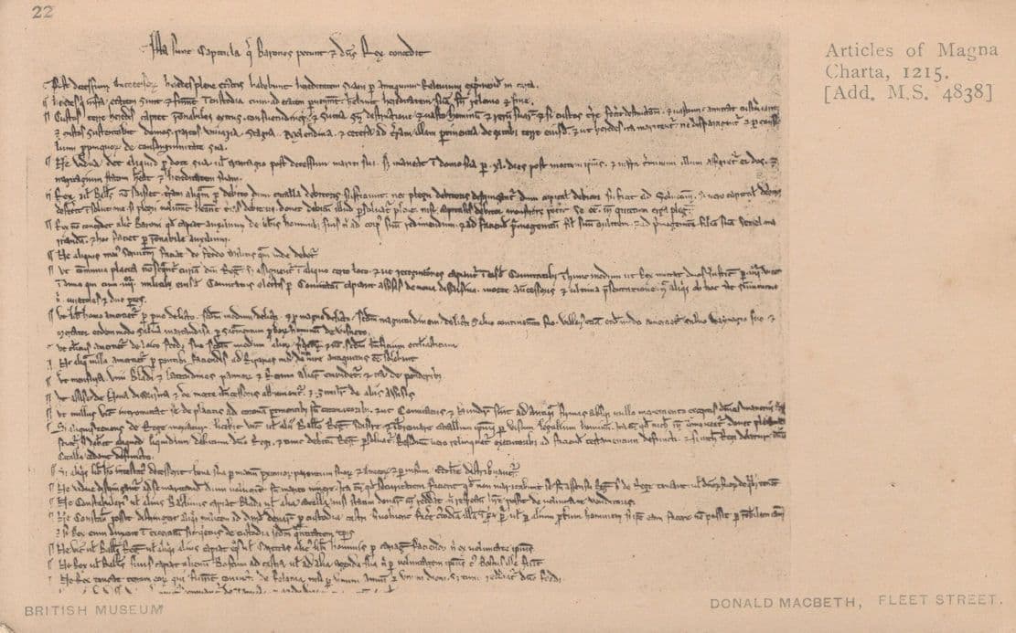 Articles Of Magna Charter Antique London Museum Postcard