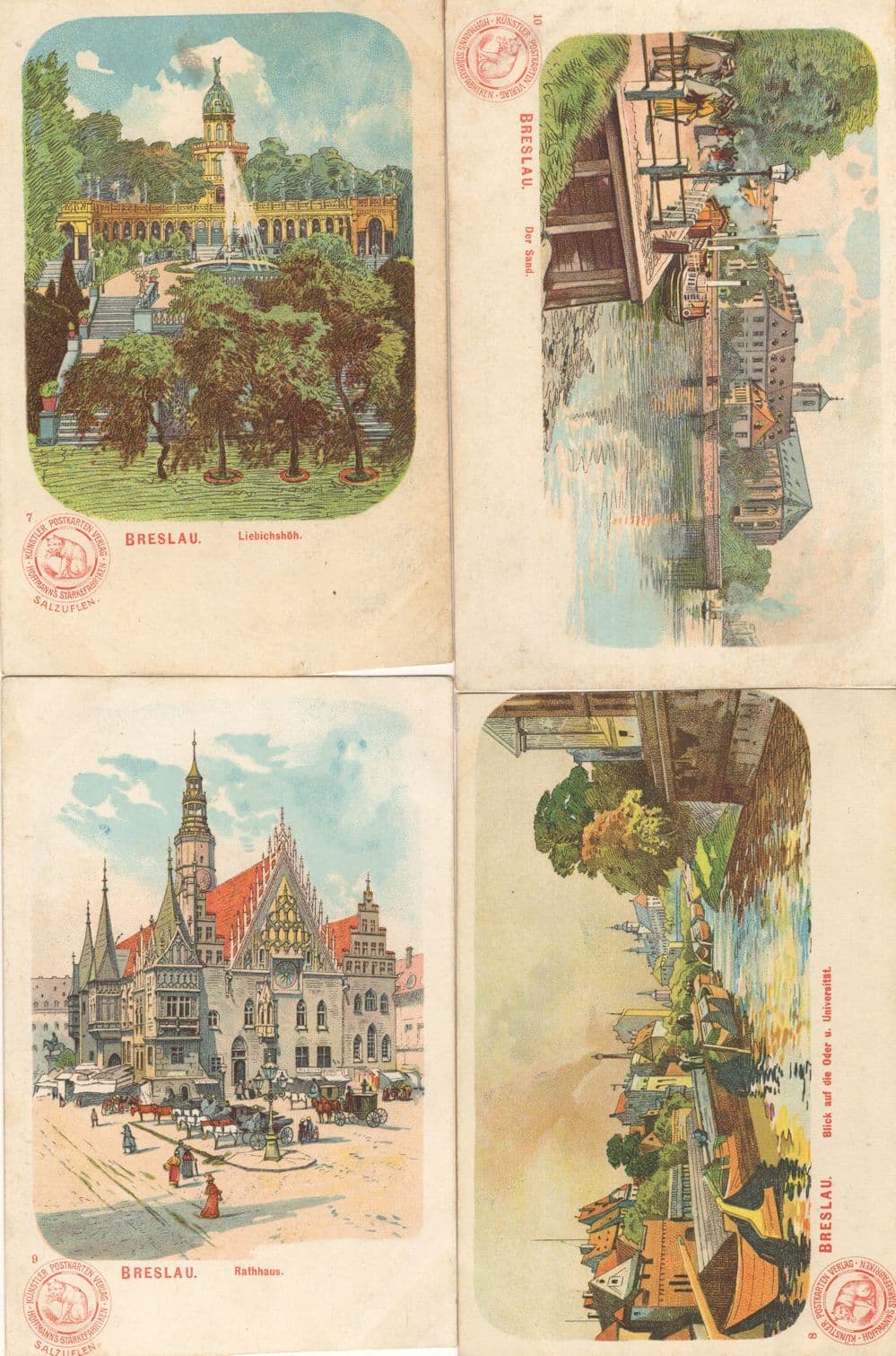 Artiste Lithographie Breslau 4x Cropped Old German Postcard s Please Read