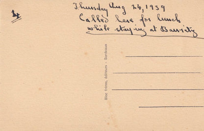 Ascain Basque Vascos French Hotel Etchola WW2 Visitor Postcard