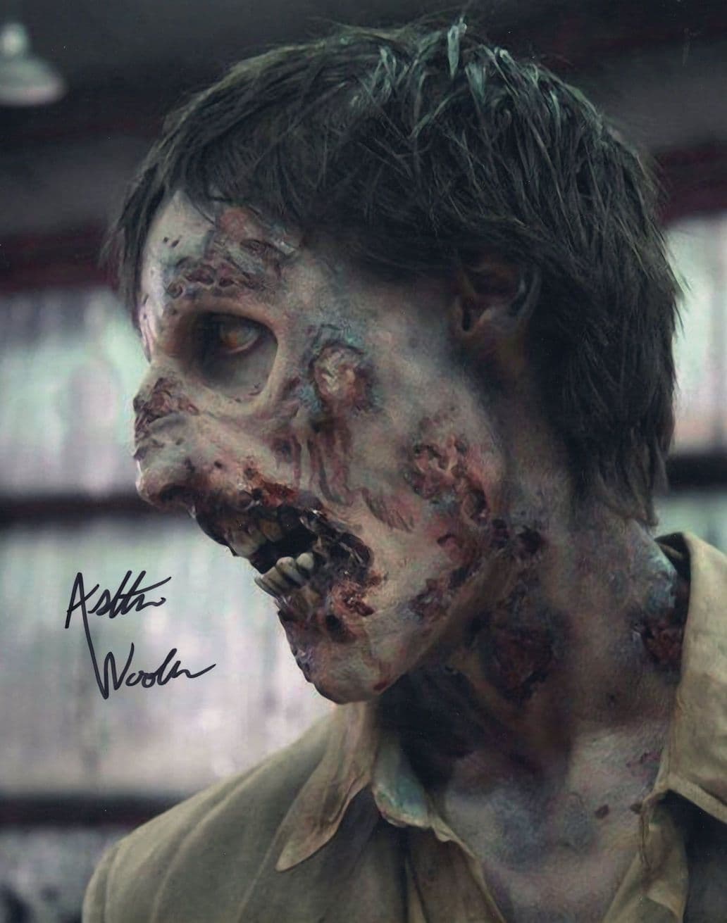 Ashton Lee Woolen The Walking Dead RARE Giant 10x8 Hand Signed Photo