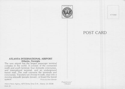Atlanta International Airport Interior Of Terminals Rare Postcard