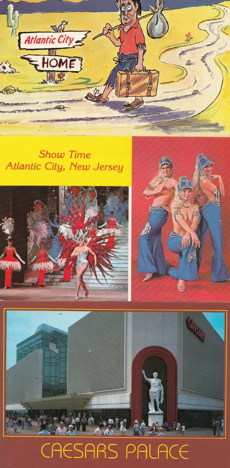 Atlantic City Caesars Palace Show Time Man Skint From Gambling Comic Postcard s