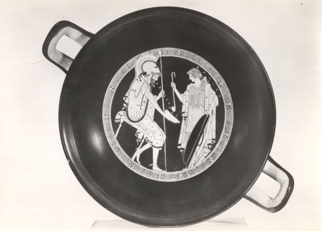 Attic Red Figured Kylix 480BC Warrior Roman Earthenware Postcard