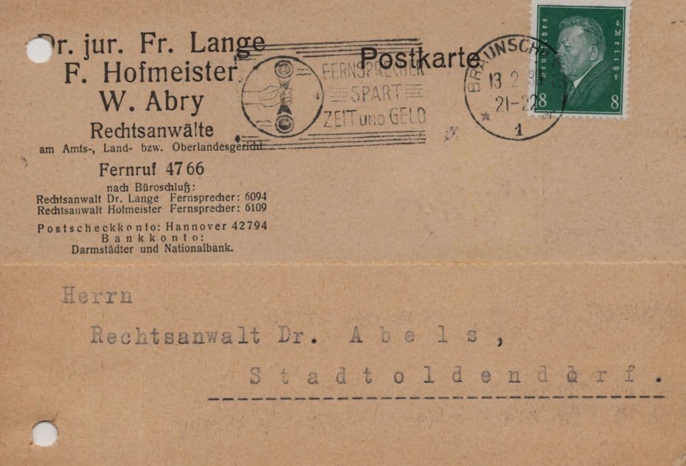 Attorney Court Of Eschershausen German Antique Postcard