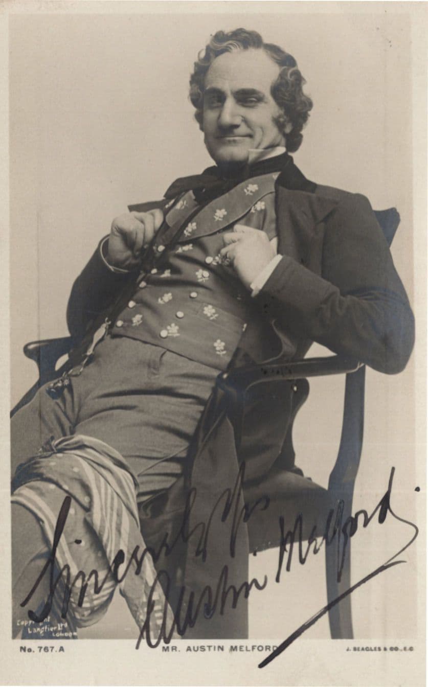 Austin Melford Old Film Director Screenwriter DOUBLE Hand Signed Photo