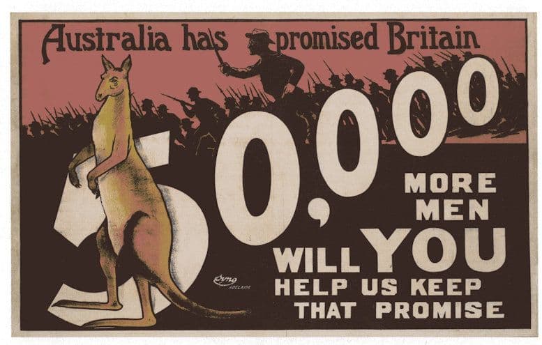 Australia Has Promised Britain Kangaroo WW1 Poster Postcard