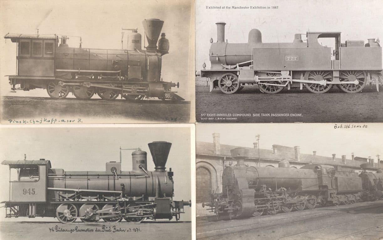 Austria 1871 Train 8 Wheeled Compound 4x Old Railway Photo & Postcard s