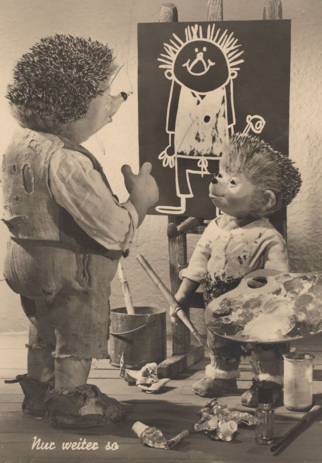 Austria Hedgehog Human Painter Old Childrens RPC Postcard