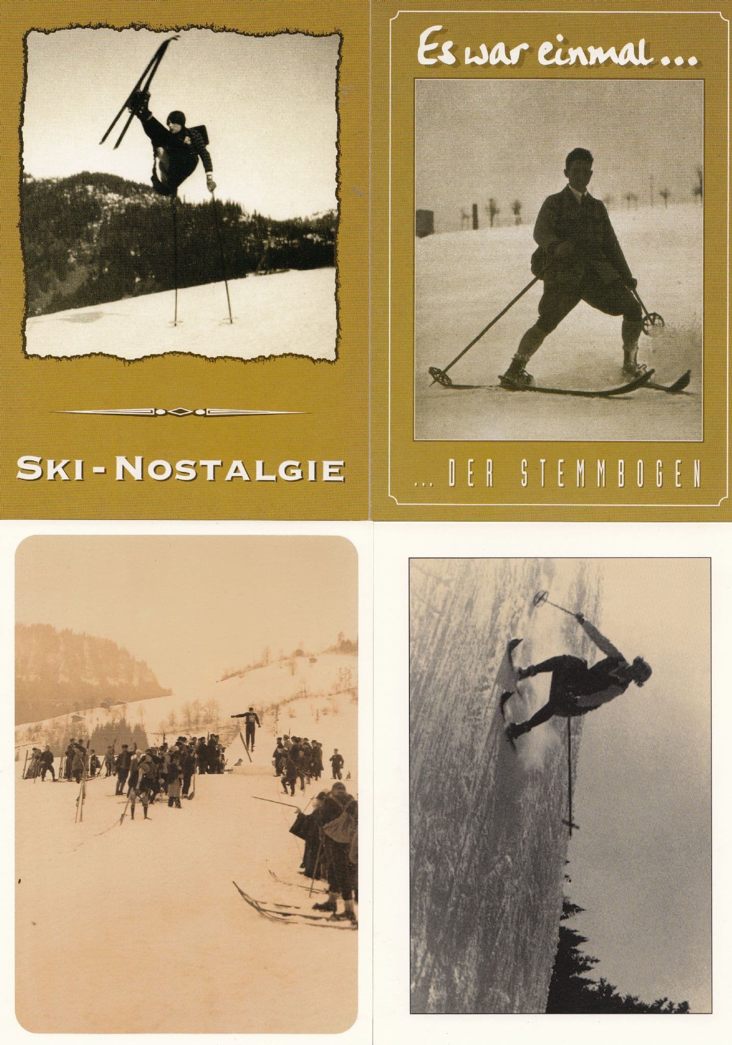 Austria Ski Nostalgia Nostalgie 4x Skiing Austrian Old View Postcard s