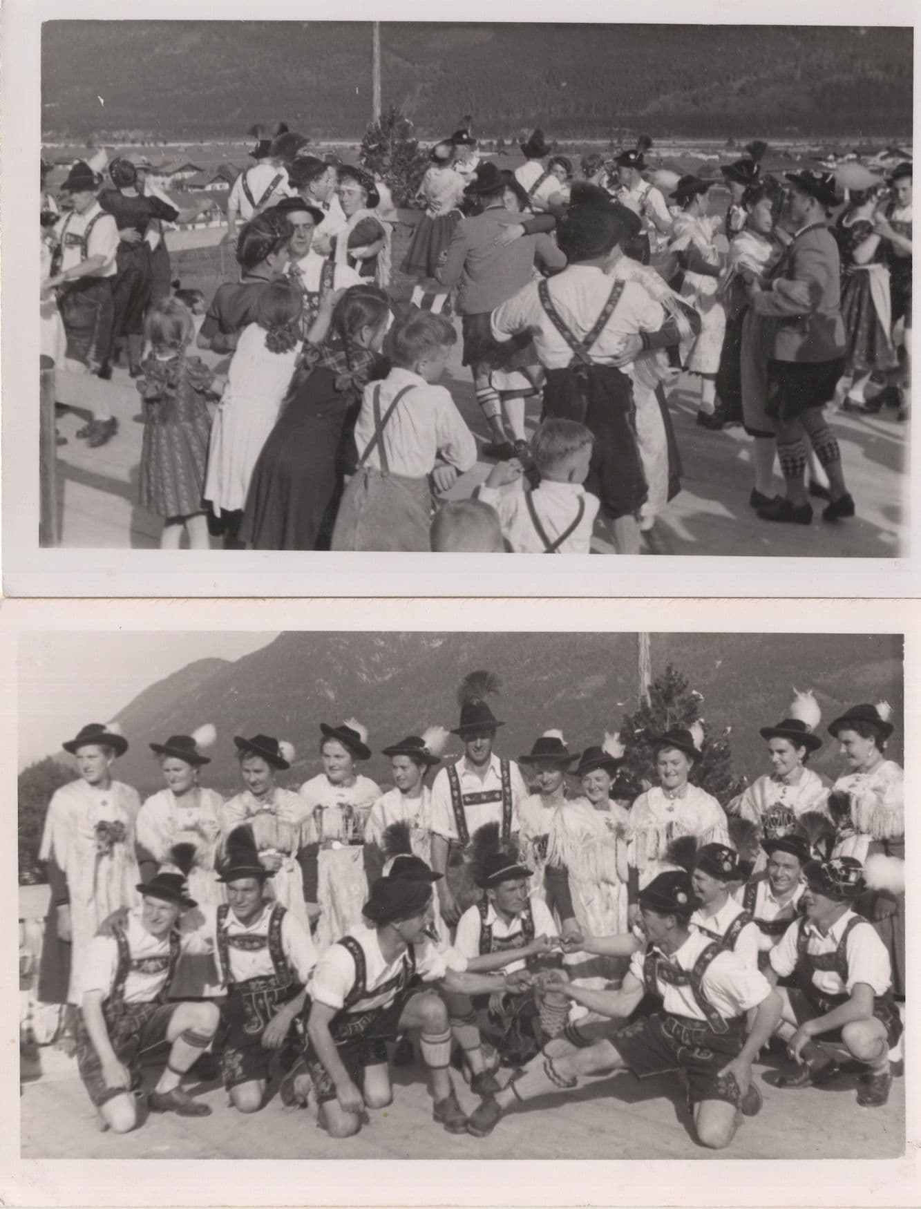 Austrian Street Party Dancing Musicians 2x Real Photo Postcard s