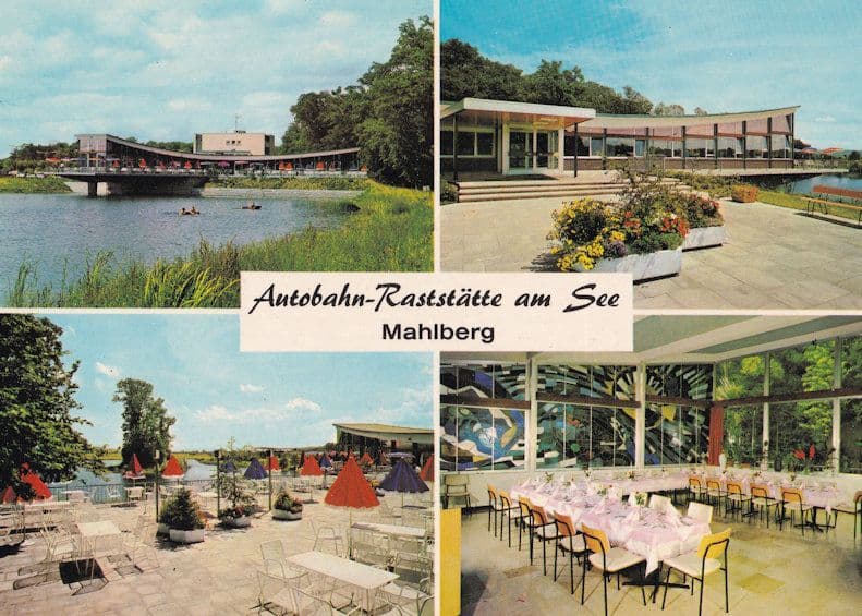 Autobahn Rastatte AM See Mahiberg German Hotel Restaurant Postcard