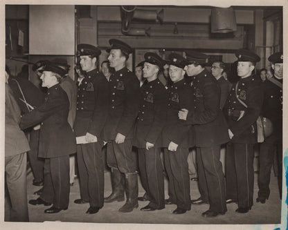 Auxiliary Fire Service Fireman Parade Circa WW2 Large Press Photo