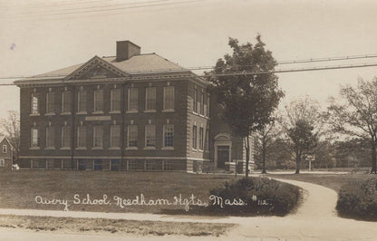 Avery School Needham Heights Soldier Gassed WW1 RPC Postcard