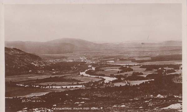 Aviemore From Ord Ban Antique Aerial Scottish Real Photo Postcard