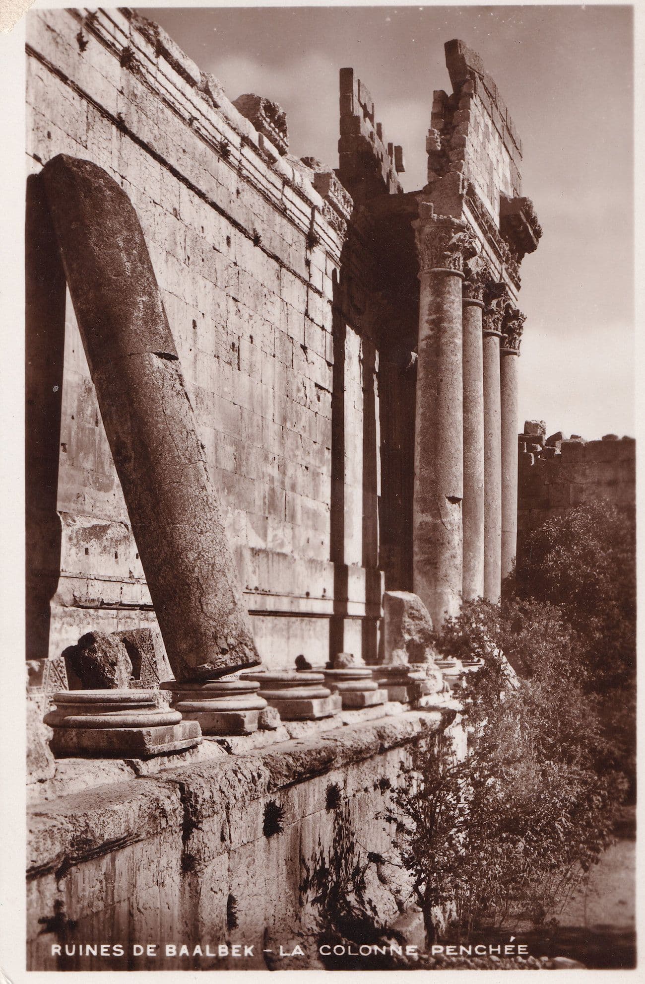 Baalbeck Baalbek Lebanon Ruins Colonne Penche Temple Real Photo Postcard