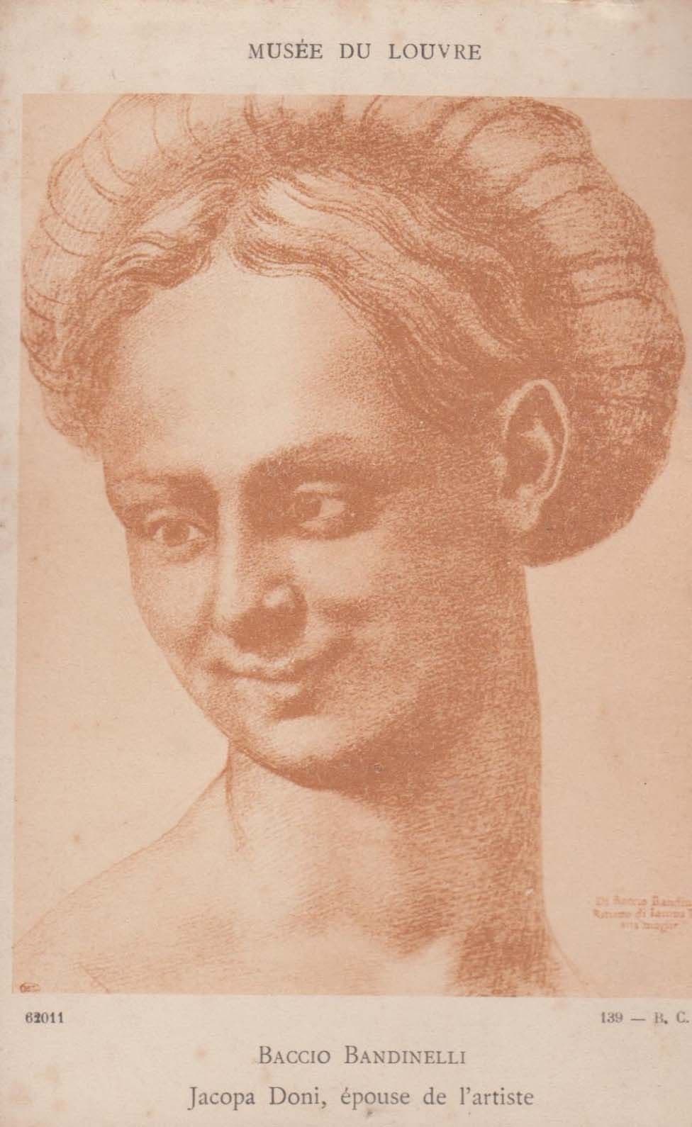 Baccio Bandinelli Jacopa Doni Museum De Louvres Painting Rare Antique Postcard
