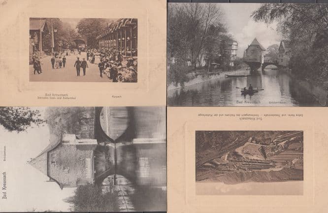 Bad Kreuznach Bruckenhaus Bruckenhauser Boat Aerial 4x Antique Postcard s