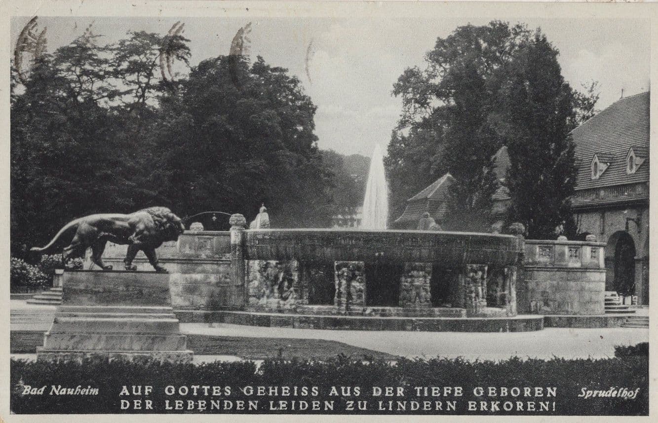 Bad Nauheim Lion Statue 100 Jahre Postmark German Postcard