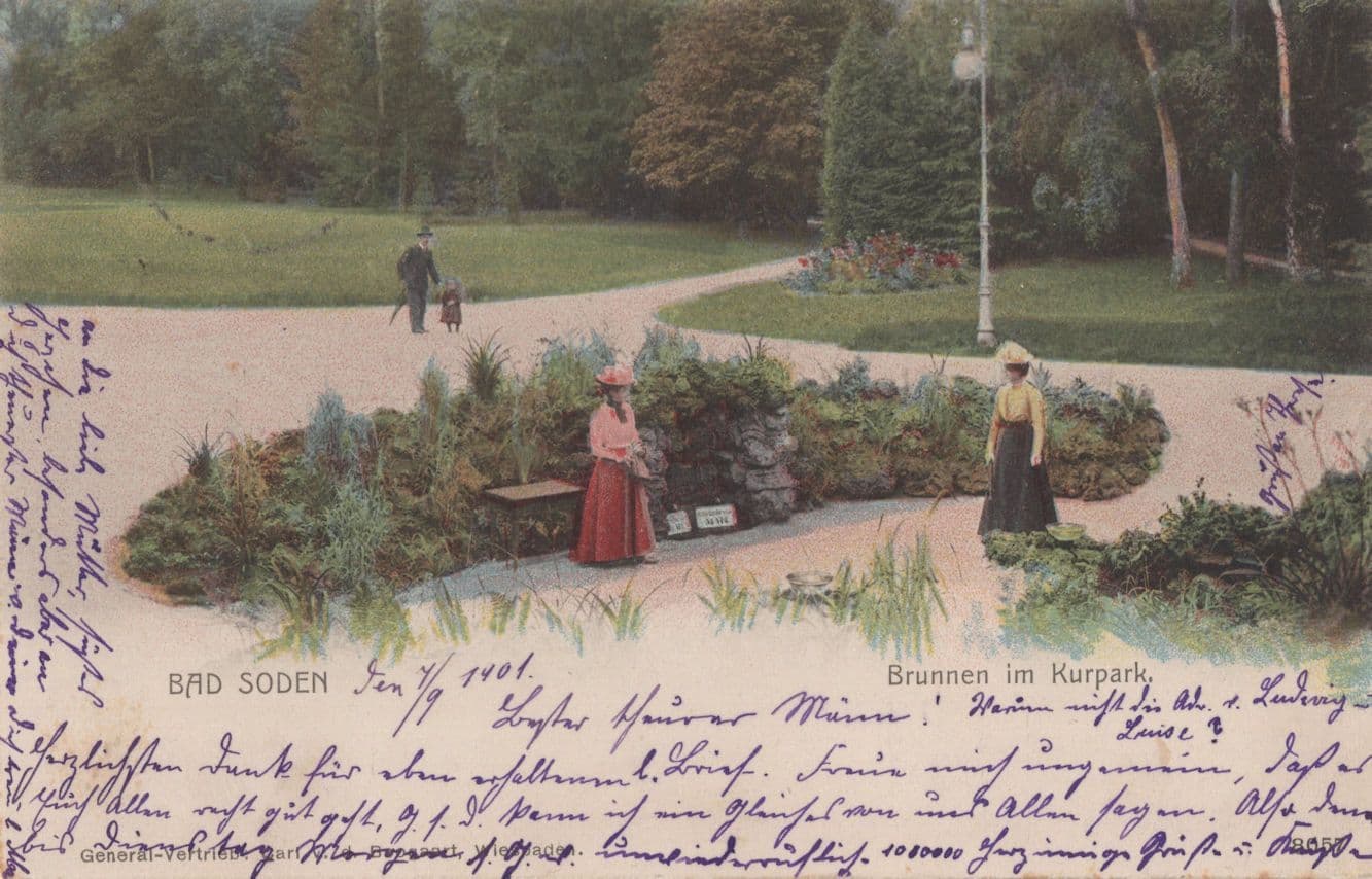Bad Soden Kurpark Brunnen German 1901 Old Postcard