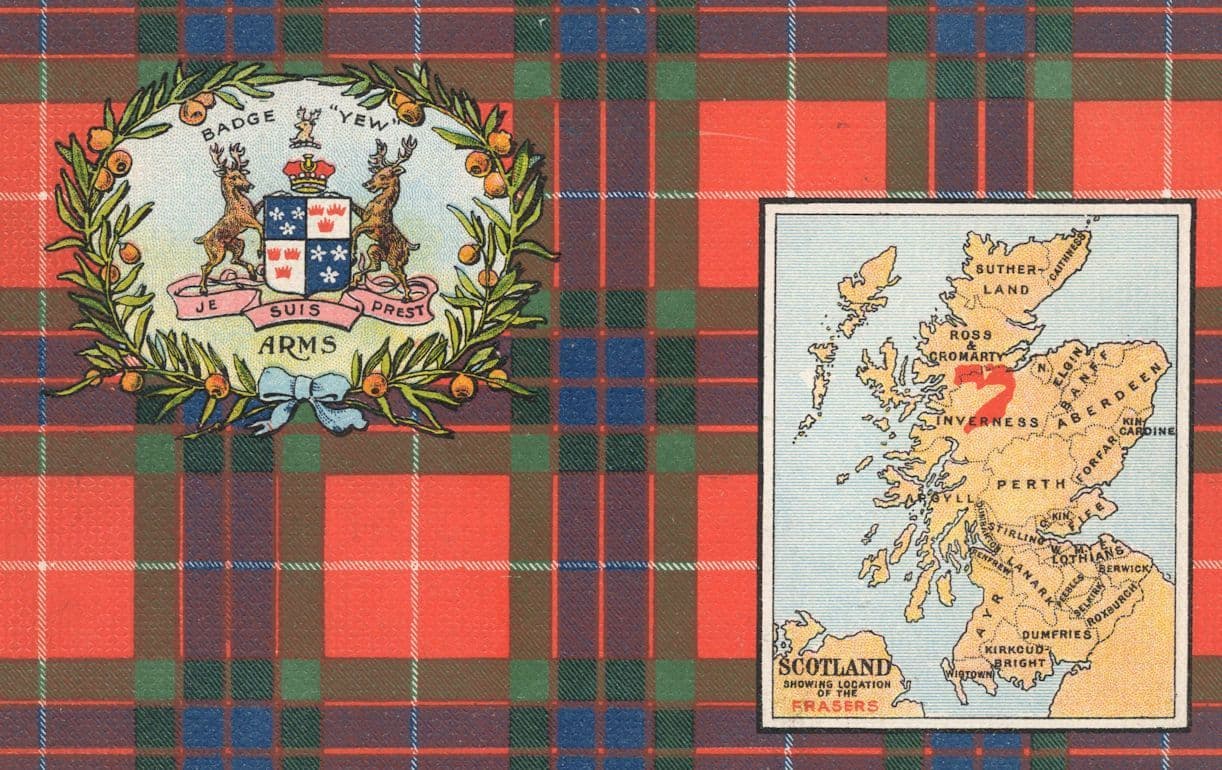 Badge Of Yew Arms Heraldry Shield Scottish Map Old Postcard