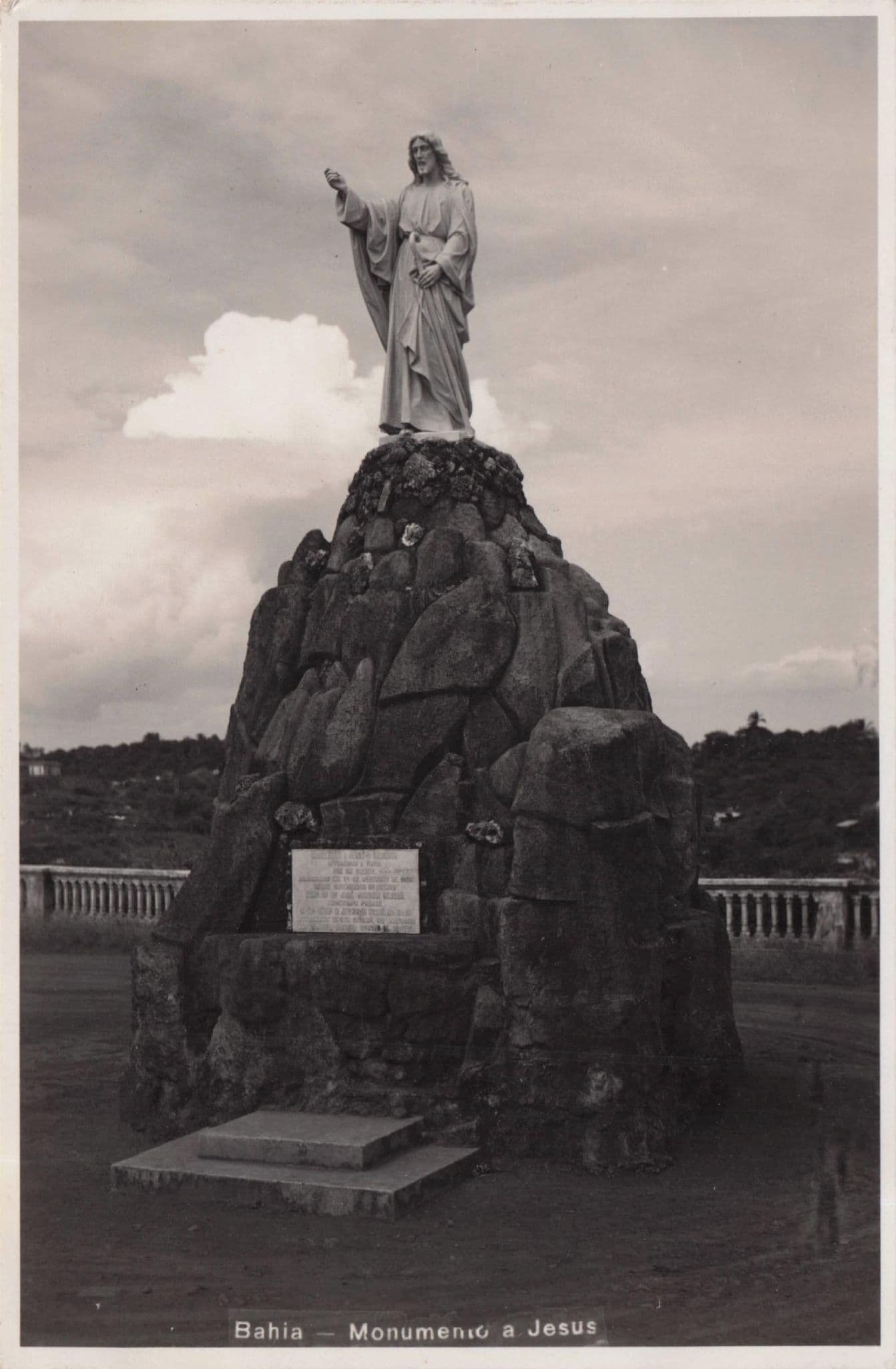 Bahia Jesus Monument Brazil Rare Real Photo Old Postcard