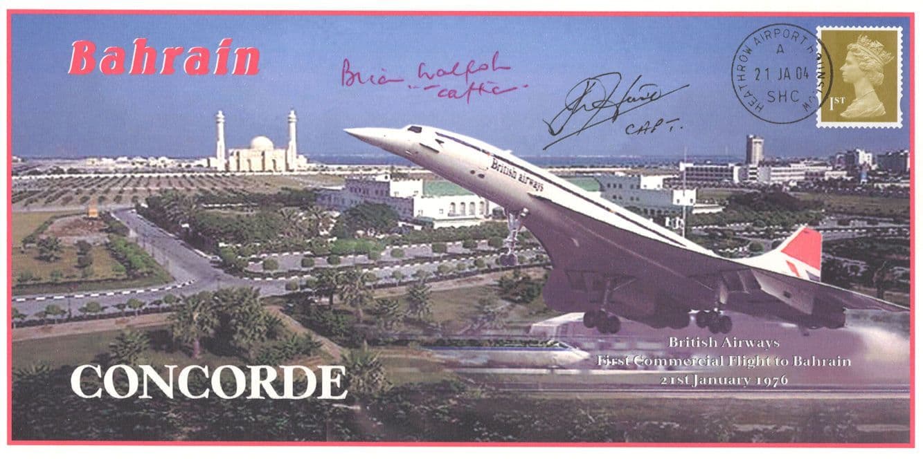 Bahrain Concorde Brian Walpole John Hurst LTD TO 2 Hand Signed FDC