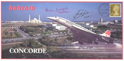 Bahrain Concorde Brian Walpole John Hurst LTD TO 2 Hand Signed FDC