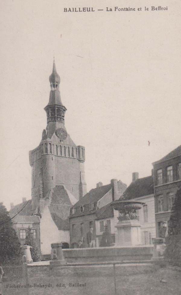 Bailleul La Fontaine Et La Beffroi French France Antique Postcard