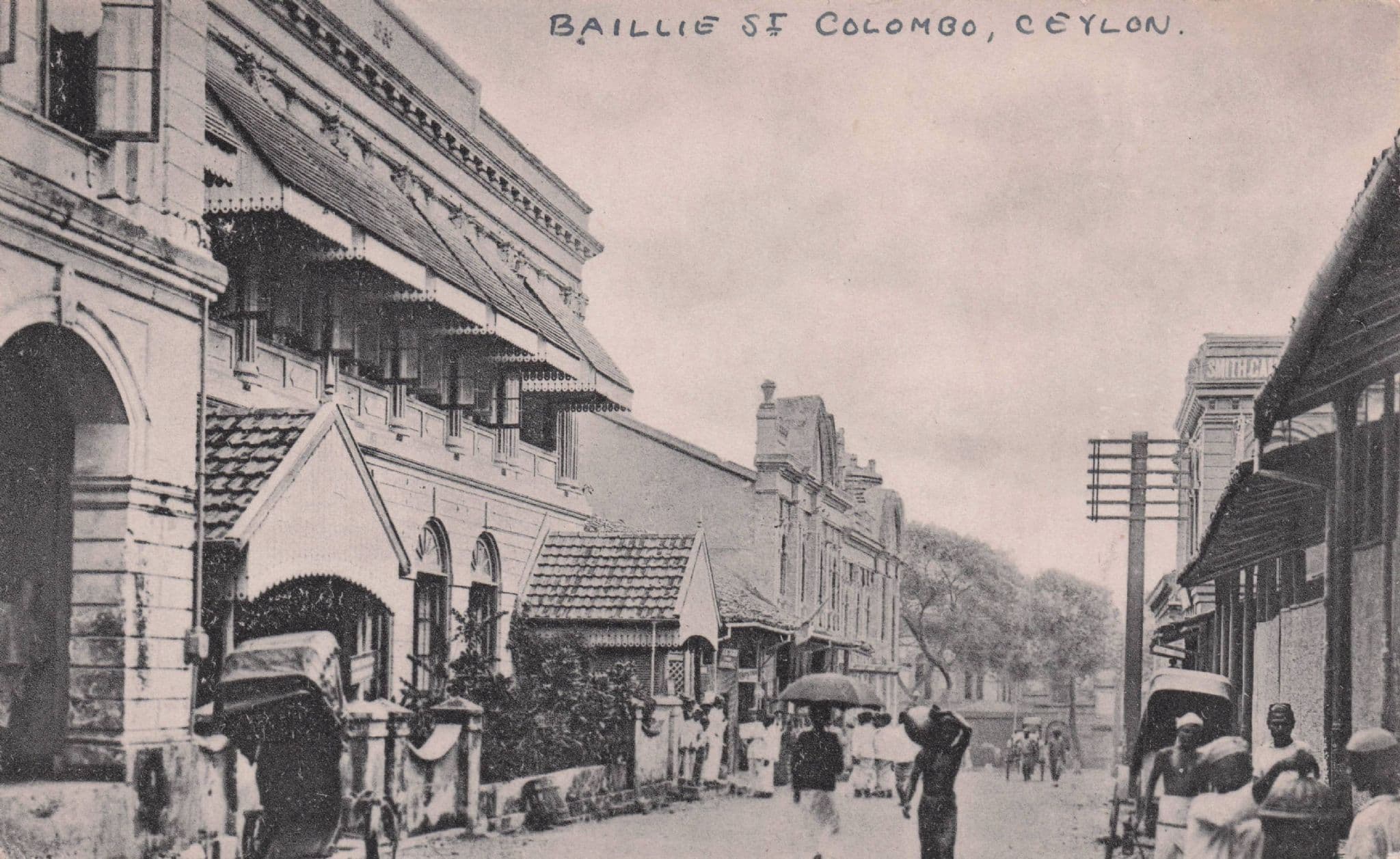 Baillie Street Colombo Ceylon India Old Postcard