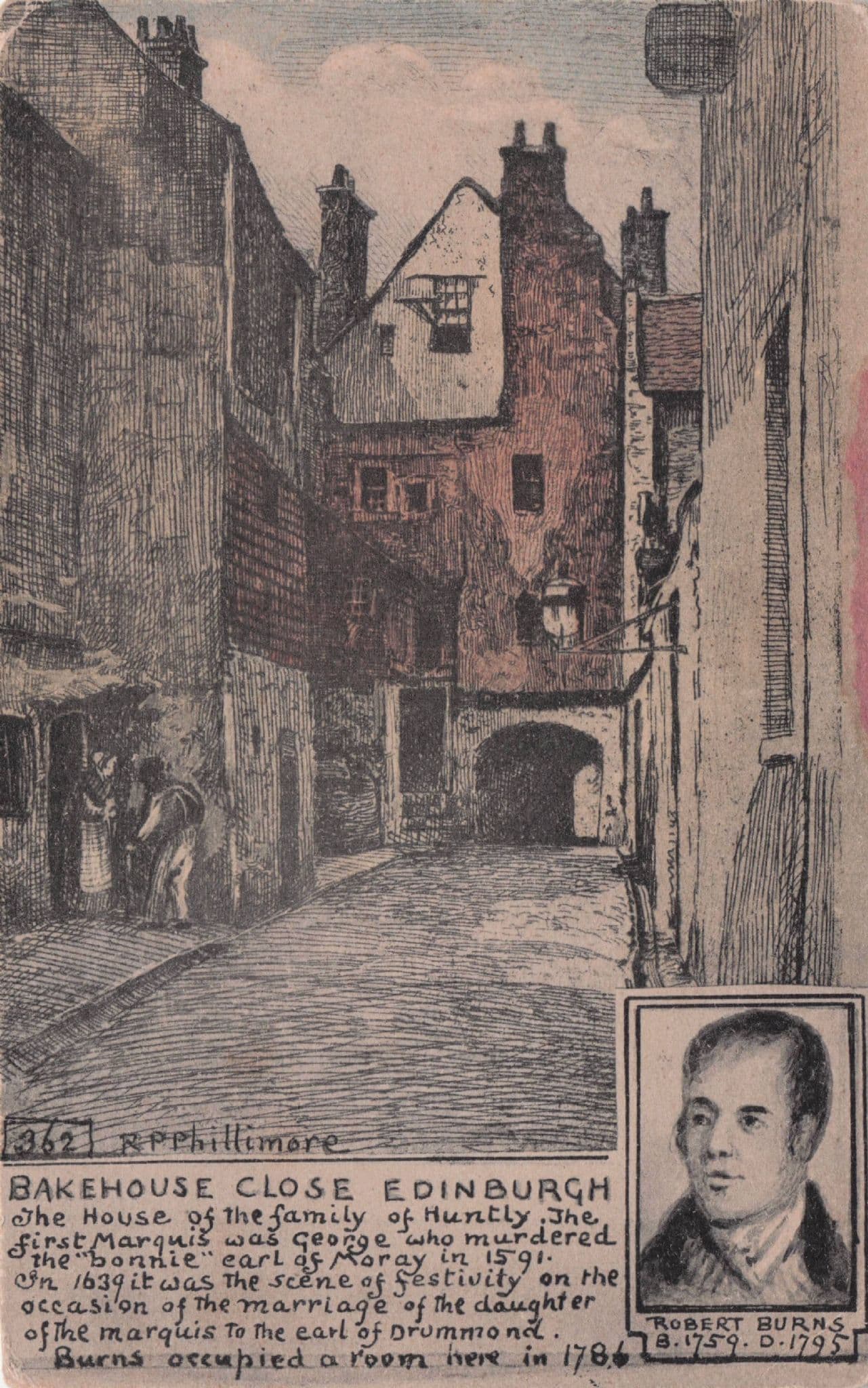 Bakehouse Close Edinburgh Alternative Phillimore Robert Burns Postcard