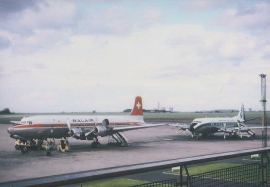 Balair DC6 Plane in 1967 East Midlands Airport Limited Edition 300 Postcard