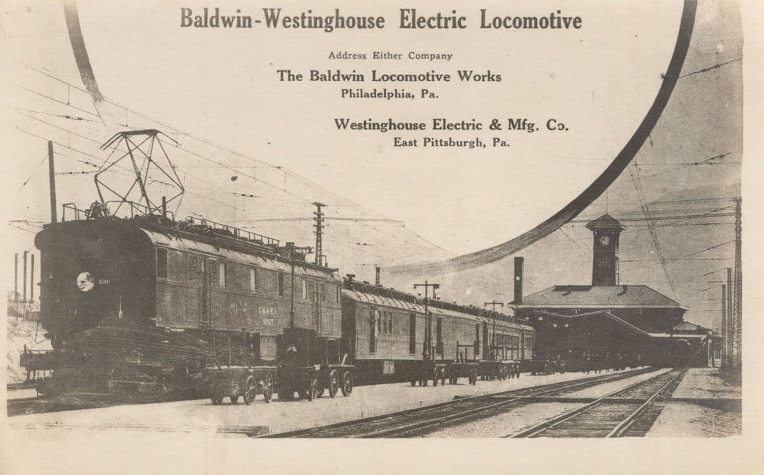 Baldwin Westinghouse Electric Locomotive Philadelphia Pittsburgh USA Railroad Old Postcard