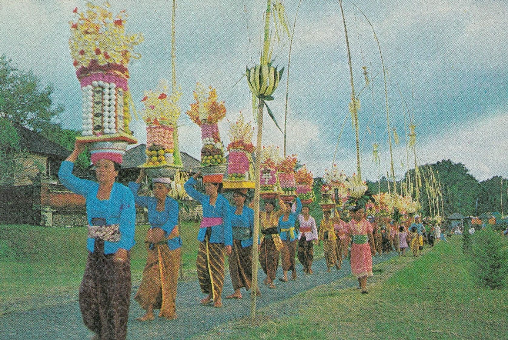 Bali Indian Procession Food Taken To Temple Postcard