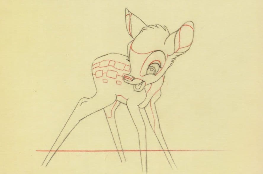 Bambi Original Sketch Creation Artist Drawing Walt Disney Postcard